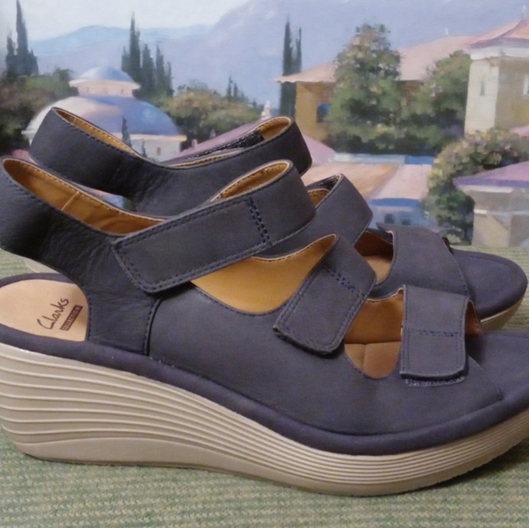 👟👟Clarks Reedly Juno Dark Gray Comfort Sandals Velcro Ortholite Size 7.5 Women - Picture 10 of 16